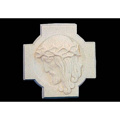 Kamenná náhrobní dekorace - reliéf Ježíše Krista